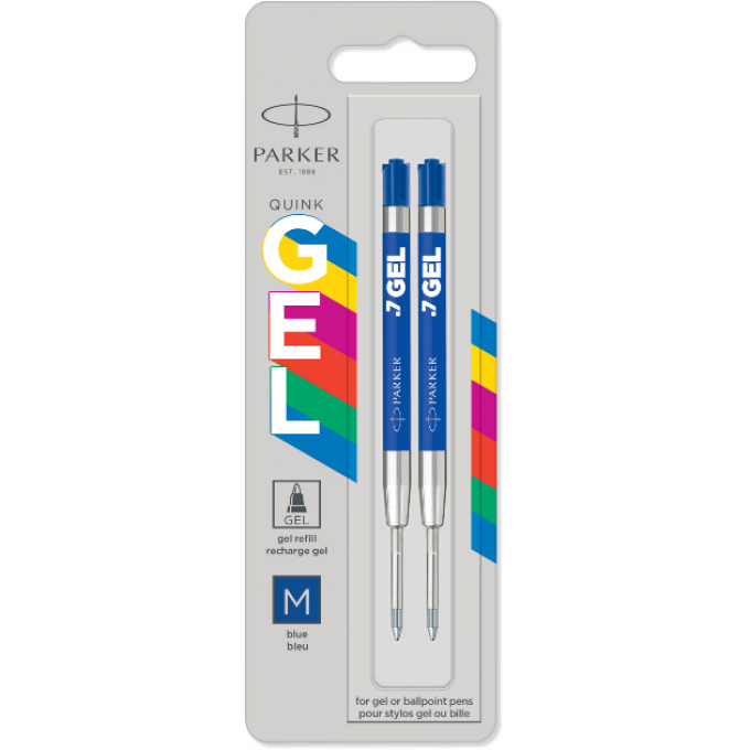 Стержень гелевый PARKER QUINK GEL Z10 M 0.7мм синие чернила блистер (2шт) 2136210